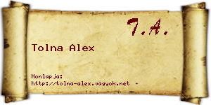 Tolna Alex névjegykártya